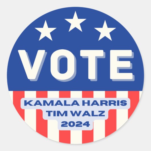 Kamala Harris - Tim Walz 2024. Kreis Runder Aufkleber (Vorderseite)