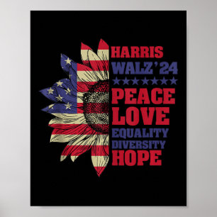 Kamala Harris Tim Walz 2024 Peace Lgbt Harris Walz Poster