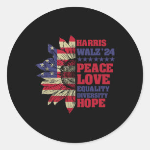 Kamala Harris Tim Walz 2024 Peace Lgbt Harris Walz Runder Aufkleber