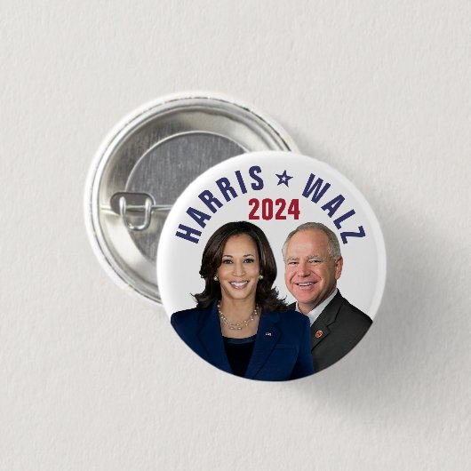 Kamala Harris Tim Walz 2024 Präsident Vice Fotos Button (Vorne & Hinten)