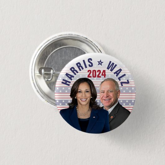 Kamala Harris Tim Walz 2024 Präsident Vice Fotos Button (Vorne & Hinten)
