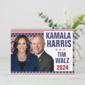 Kamala Harris Tim Walz 2024 Präsident Vice Fotos Einladung (Stehend Vorderseite)