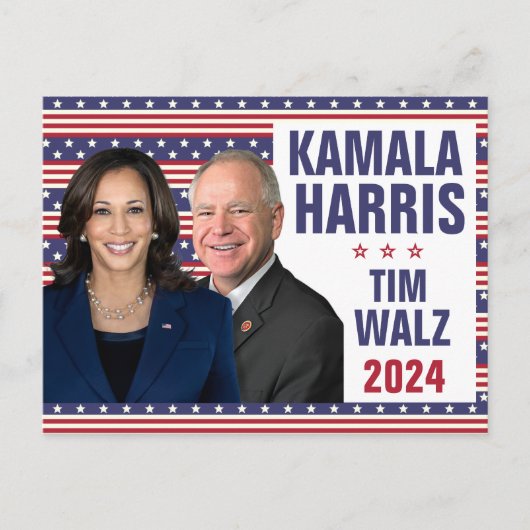 Kamala Harris Tim Walz 2024 Präsident Vice Fotos Postkarte (Vorderseite)