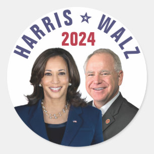 Kamala Harris Tim Walz 2024 Präsident Vice Fotos Runder Aufkleber