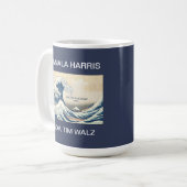 KAMALA HARRIS TIM WALZ BLUE WAVE 2024 KAFFEETASSE (Vorderseite Links)