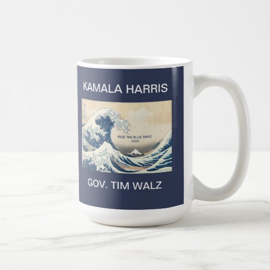 KAMALA HARRIS TIM WALZ BLUE WAVE 2024 KAFFEETASSE (Rechts)