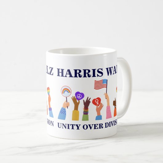 Kamala Harris Tim Walz Einheit Kaffeetasse (VorderseiteRechts)