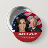 Kamala Harris Tim Walz für den Präsidenten 2024 Button (Vorne & Hinten)