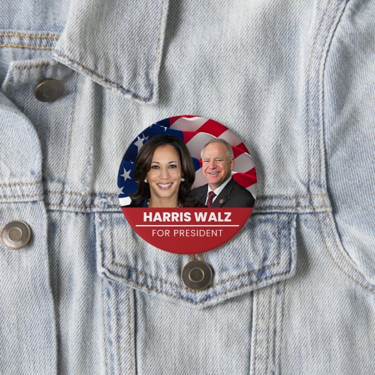 Kamala Harris Tim Walz für den Präsidenten 2024 Button (Beispiel)
