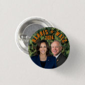 Kamala Harris Tim Walz Präsident Camouflage für Fo Button (Vorne & Hinten)