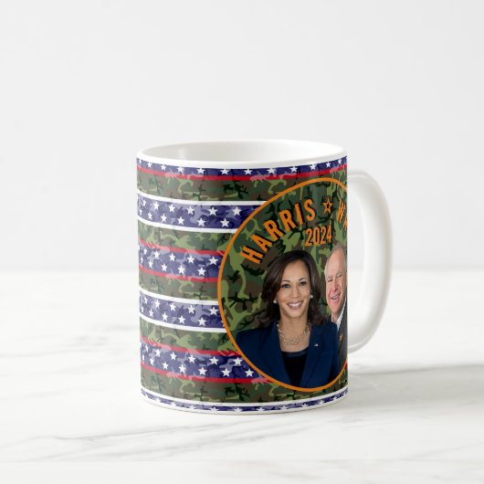 Kamala Harris Tim Walz Präsident Camouflage für Fo Kaffeetasse (VorderseiteRechts)