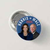 Kamala Harris Tim Walz Präsident Vice-Fotos 2024 Button (Vorne & Hinten)