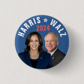 Kamala Harris Tim Walz Präsident Vice-Fotos 2024 Button (Vorderseite)