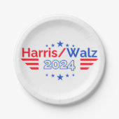 Kamala Harris Tim Walz Wahl 2024 Pappteller (Vorderseite)