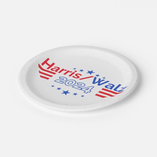 Kamala Harris Tim Walz Wahl 2024 Pappteller (Schrägansicht)