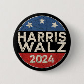 Kamala Harris Tim Walz Waltz 2024 Retro Männer Fra Button (Vorderseite)