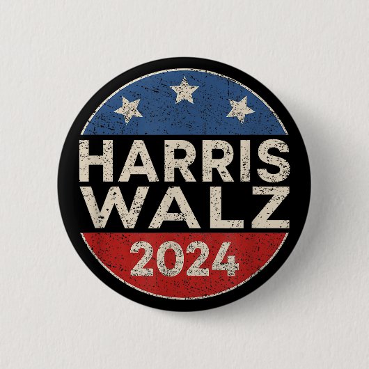 Kamala Harris Tim Walz Waltz 2024 Retro Männer Fra Button (Vorderseite)