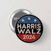 Kamala Harris Tim Walz Waltz 2024 Retro Männer Fra Button (Vorne & Hinten)