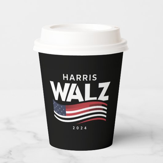 Kamala Harris Tim Walz Waltz Wahl 2024 Pappbecher (Vorderseite)