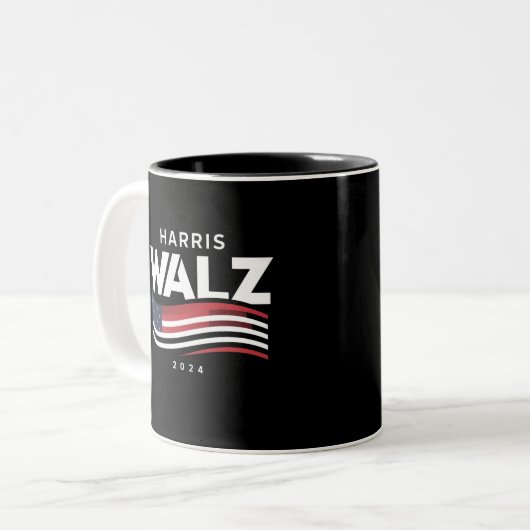 Kamala Harris Tim Walz Waltz Wahl 2024 Zweifarbige Tasse (Vorderseite Links)