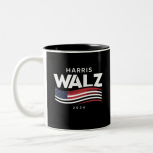 Kamala Harris Tim Walz Waltz Wahl 2024 Zweifarbige Tasse