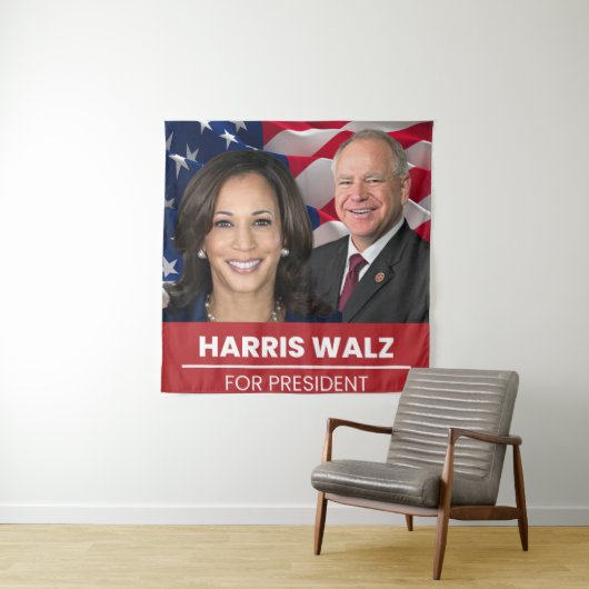 Kamala Harris Tim Walz Wandteppich (Beispiel)