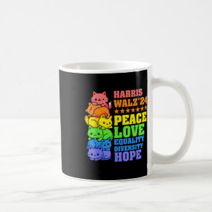 Kamala Harris Tim Wheimer 2024 Peace Cat Lgbt Harr Kaffeetasse