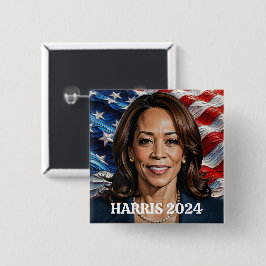 Kamala Harris und die amerikanische Flagge Button