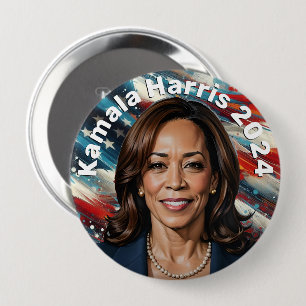 Kamala Harris und die amerikanische Flagge Button