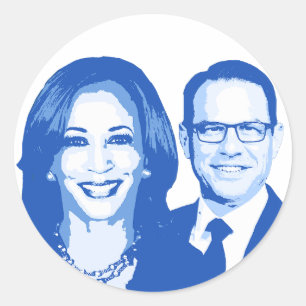 Kamala Harris und Josh Shapiro Runder Aufkleber