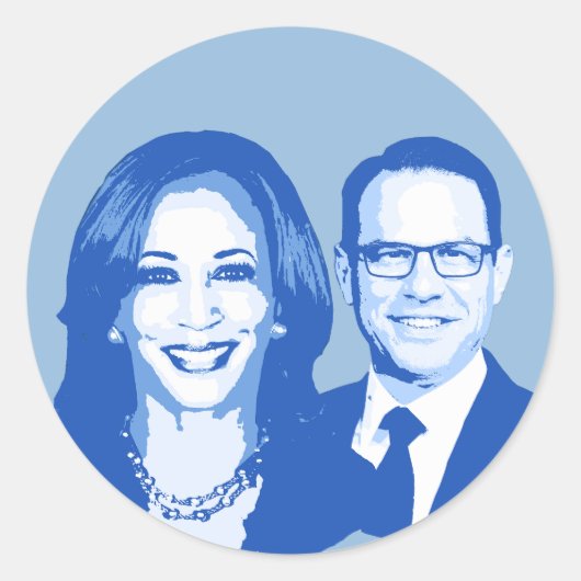 Kamala Harris und Josh Shapiro Runder Aufkleber (Vorderseite)
