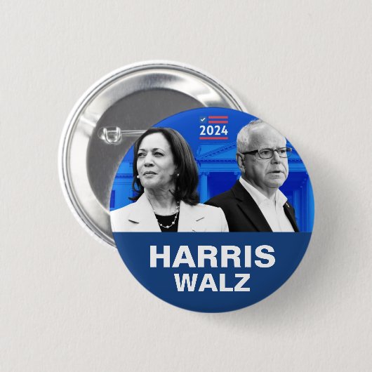 Kamala Harris und Tim Walz 2024 Button (Vorne & Hinten)