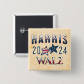 Kamala Harris und Tim Walz 2024 Button (Vorne & Hinten)