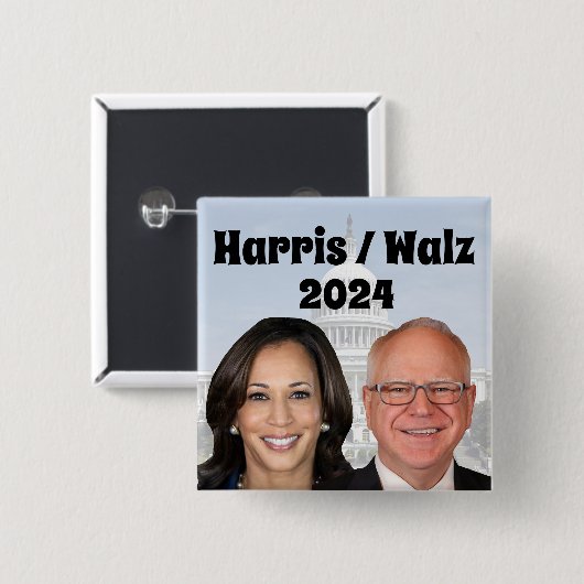 Kamala Harris und Tim Walz 2024 Button (Vorne & Hinten)