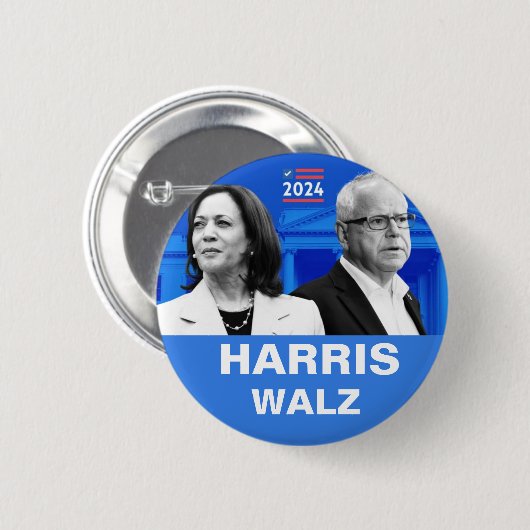 Kamala Harris und Tim Walz 2024 Button (Vorne & Hinten)