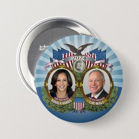 Kamala Harris und Tim Walz 2024 - Classic Jugate Button (Vorne & Hinten)