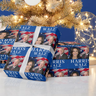 Kamala Harris und Tim Walz 2024 Geschenkpapier
