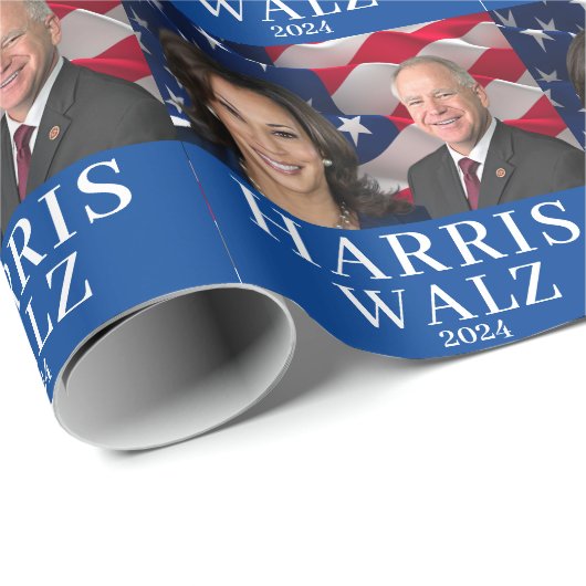 Kamala Harris und Tim Walz 2024 Geschenkpapier (Rolleneckpunkt)