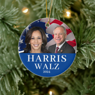 Kamala Harris und Tim Walz 2024 Keramik Ornament