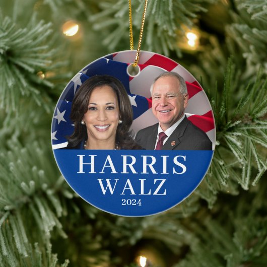 Kamala Harris und Tim Walz 2024 Keramik Ornament (Baum)