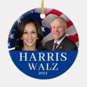Kamala Harris und Tim Walz 2024 Keramik Ornament (Hinten)