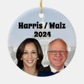 Kamala Harris und Tim Walz 2024 Keramik Ornament (Hinten)