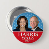 Kamala Harris und Tim Walz 2024 - Moderne Sterne Button (Vorne & Hinten)