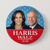 Kamala Harris und Tim Walz 2024 - Moderne Sterne Button (Vorderseite)