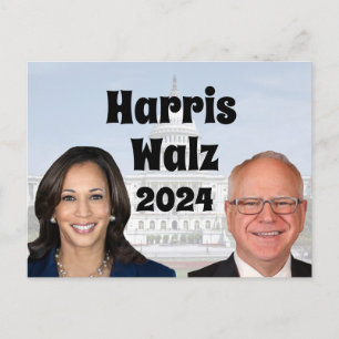 Kamala Harris und Tim Walz 2024 Postkarte