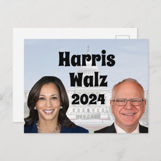 Kamala Harris und Tim Walz 2024 Postkarte (Vorne/Hinten)