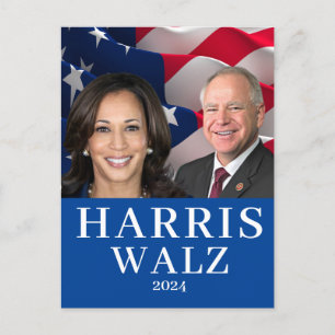 Kamala Harris und Tim Walz 2024 Postkarte