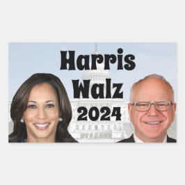 Kamala Harris und Tim Walz 2024 Rechteckiger Aufkleber