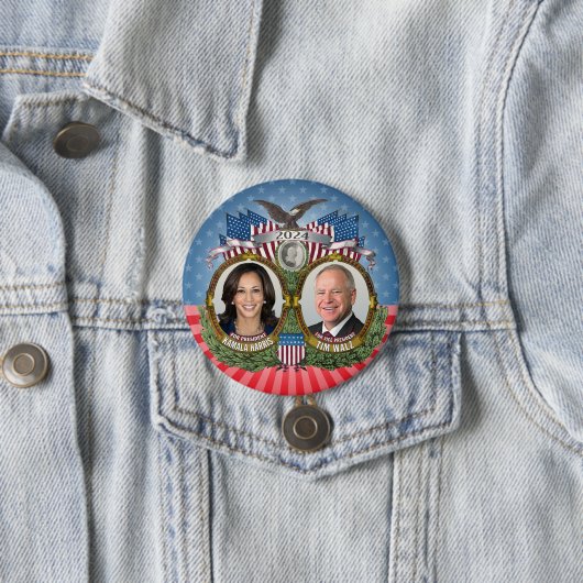 Kamala Harris und Tim Walz 2024 - Stars Jugate Button (Beispiel)