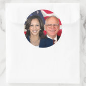 Kamala Harris und Tim Walz Runder Aufkleber (Tasche)
